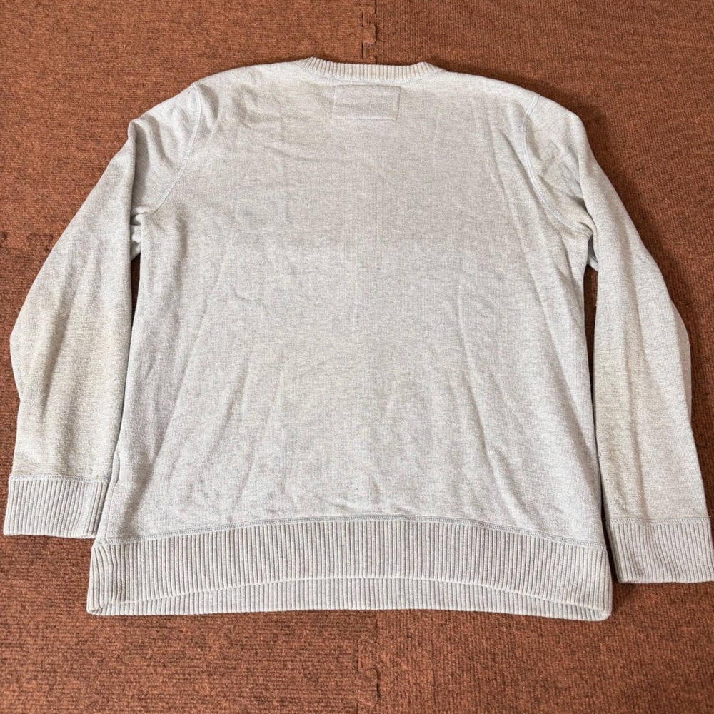 Quiksilver Mens XL Heather Grey Crewneck Knit Sweater Radical Times Patch Logo - Picture 9 of 10